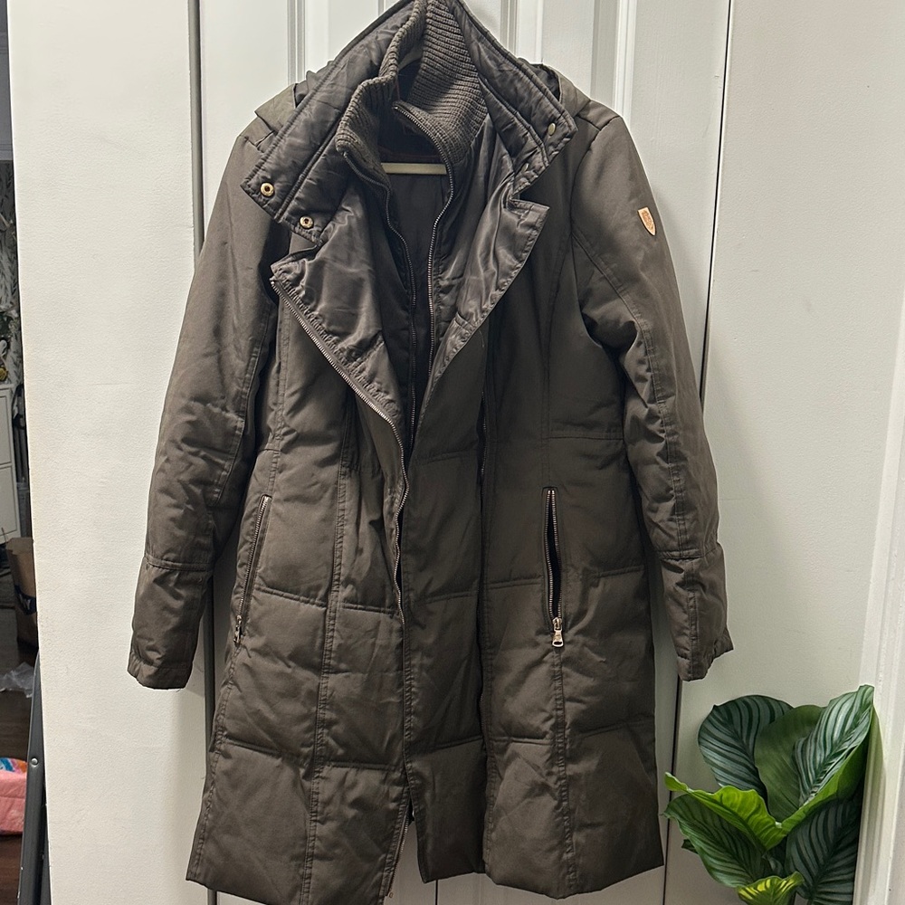 Vince Camuto Asymmetrical Women's Brown Puffer Coat